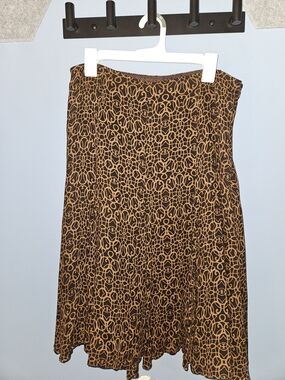 Jones New York Brown and Black Patterned Skater Skirt